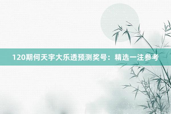 120期何天宇大乐透预测奖号:精选一注参考