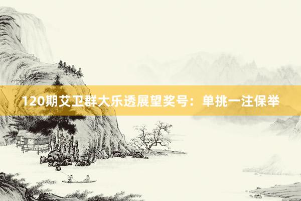 120期艾卫群大乐透展望奖号:单挑一注保举
