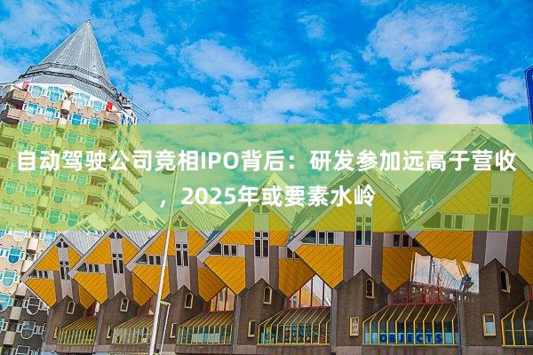 自动驾驶公司竞相IPO背后:研发参加远高于营收,2025年或要素水岭