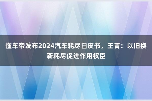懂车帝发布2024汽车耗尽白皮书，王青：以旧换新耗尽促进作用权臣