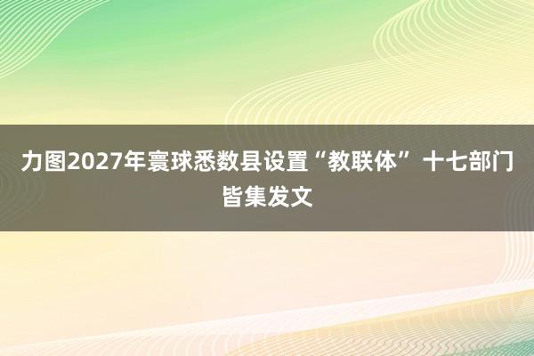 力图2027年寰球悉数县设置“教联体” 十七部门皆集发文