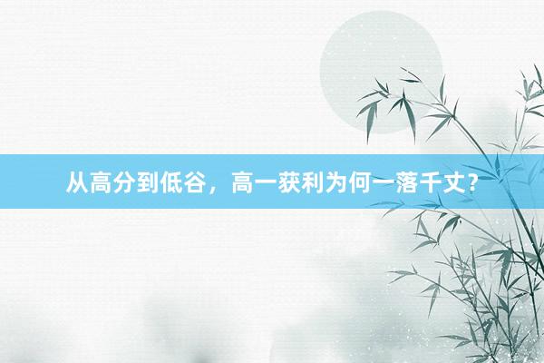 从高分到低谷,高一获利为何一落千丈?