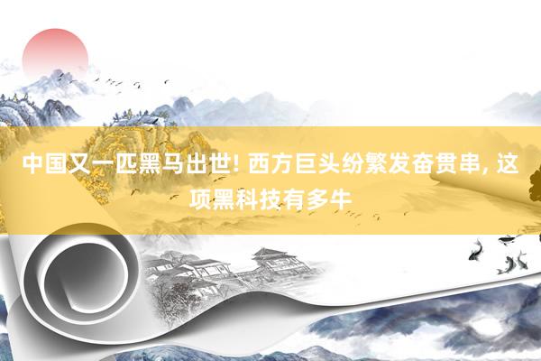 中国又一匹黑马出世! 西方巨头纷繁发奋贯串, 这项黑科技有多牛